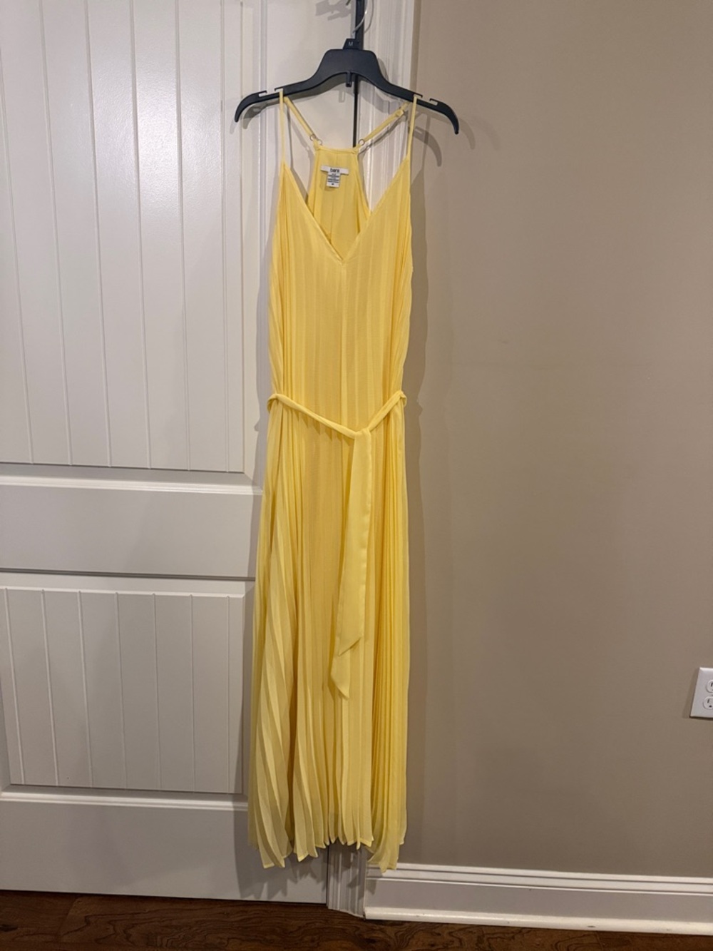 Bar III Yellow Pleated V-Neck Maxi Dress